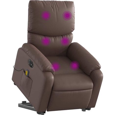 vidaXL Poltrona Alzapersona Elettrica Reclinabile Marrone (1/5)