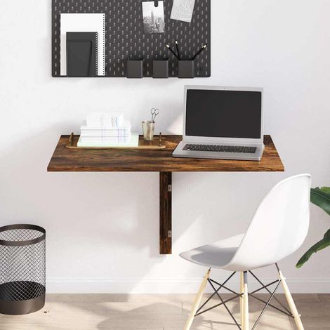 vidaXL Table murale pliable Chêne fumé 100x60x56 cm Bois d'ingénierie (1/5)