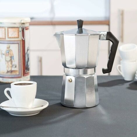 NALOOKAMIC Cafetière italienne Moka Express en Aluminium Expresso - Couvert Transparent (9 Tasses 450 ml) (1/3)