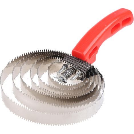 Brosse à ressort pour chevaux, 6 anneaux, réversible, en acier inoxydable avec poignée (1/4)