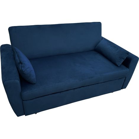 Sofá cama de 2 plazas de terciopelo azul MATT (1/5)