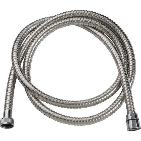 Flexible Douche - Inox Chromé - Double Agrafage - Raccord FF Écrou Libre 1/2 Pouces (15x21 mm) - Longueur 1,25 m - 1 Pièce (1/3)