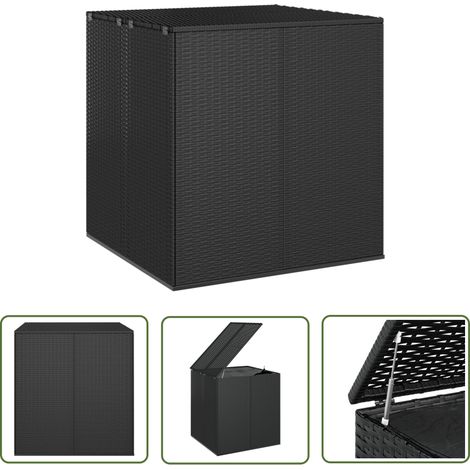 The Living Store Boîte à coussins de jardin Résine tressée 100x97,5x104 cm Noir - Coffre De Jardin - Rangement Extérieur - Boîte À Coussins - Meuble De Jardin - Résine Tressée (1/5)