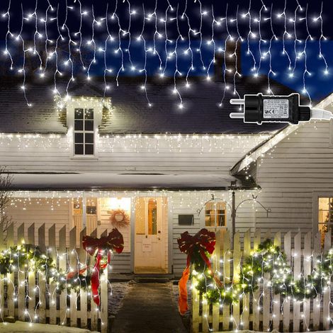 Wolketon LED-Lichterkette Eisregen LED-Lichtervorhang für Außen Innen Lichterkettenvorhang mit 8 Modi IP44 Wasserfest Weihnachtsdeko aussen Party Garten 10M 200LEDs Kaltweiß