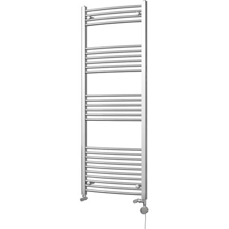 Zennor - Chrome Dual Fuel Towel Rail H1600mm x W600mm Thermostatic - Curved (1/3)