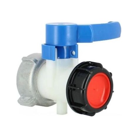 Vanne cuve - écrou S75X6 et sortie S60X6 - compatible Schütz - RWRaccord et autre accessoire pour cuve de récupération d'eau..DEBUNS (1/4)