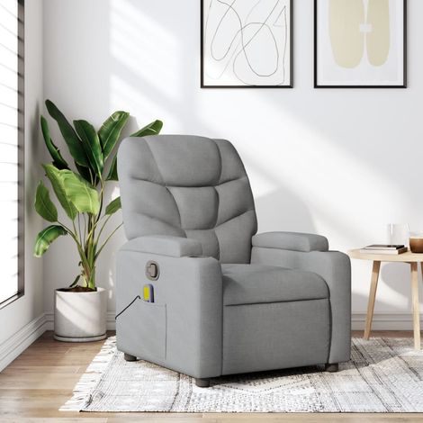 Massage-Relaxsessel, hellgrauer Stoff