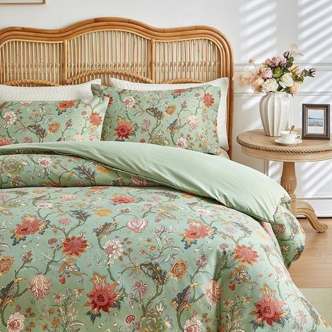 Bettwäsche-Set 135x200cm 2-teilig mit Blumenmuster, Mikrofaser, OEKO-TEX zertifiziert