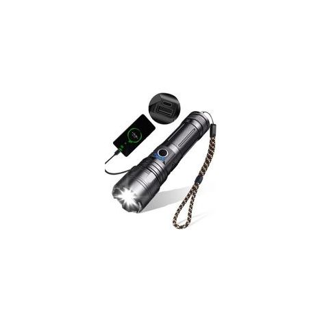 Lampe Torche LED Ultra Puissante, 10000 Lumens Lampe Torche Rechargeable, Lampe Tactique, 5 Modes USB Torche, IPX5 Étanche, Zoomable Antichoc (1/5)