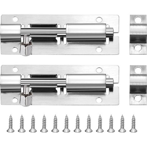 Lot de 2 verrous de porte de 75 mm, en acier inoxydable avec vis pour salle de bain, chambre, abri de jardin, toilettes, facile à installer (1/5)