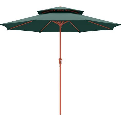 Outsunny 2.7 m Garden Parasol with Double Top, Green