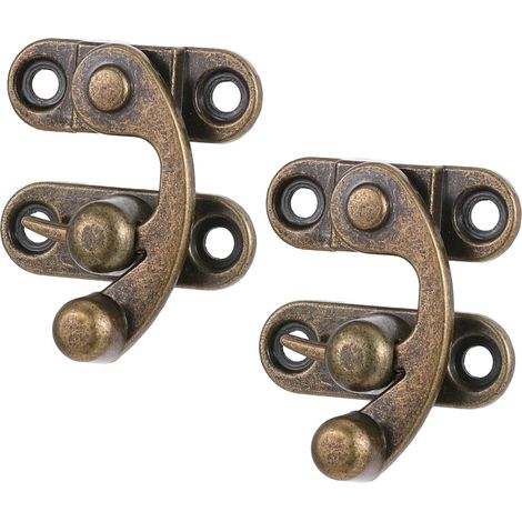 Lot von 2 antiken Bronzescharnieren mit Schwingarm, links und rechts, 33 x 29 mm. (1/5)
