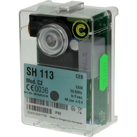 Cuenod – Relais fioul SH113 modèle C2 – Temps de sécurité 5s – Temps de rinçage 15s – Pour chaudières à fioul