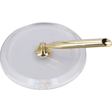 Klassischer Stiftehalter aus Acryl und Metall, runder goldener Sockel für professionelles Büro, kompakte Büroorganisation. (1/5)