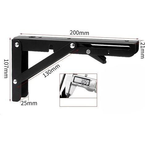 (20 cm - Blanc) 2 supports triangulaires pliables en acier inoxydable pour étagère, support robuste, réglable, fixation murale, banc, table, quincaillerie pour meubles (1/5)