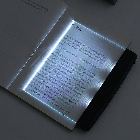 Lámpara de lectura LED de página completa – iluminación uniforme del libro – funciona con pilas – ideal para lectura nocturna en cama, Negro (1/5)