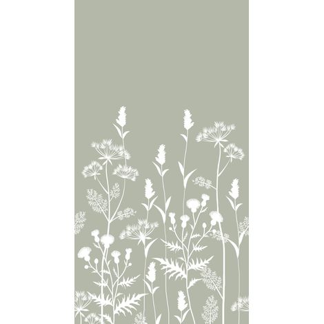 papier peint panoramique fleurs des champs vert menthe grisé - ESTAhome (1/5)