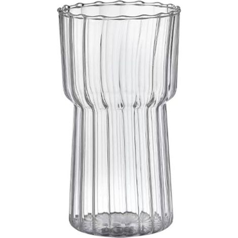 Verre À Boisson - Verre En Verre Trempé À Rainures - Pour Jus Café Bière Lait - 740 ml - 1 Pièce (1/5)
