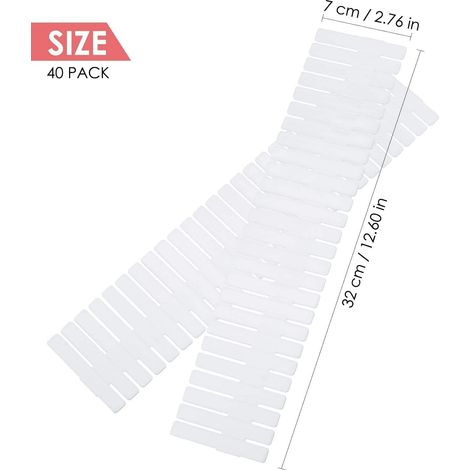 40 Schubladeneinteiler, verstellbarer Schubladenorganizer für Unterwäsche, Socken, Make-up, Bürobedarf, Weiß (1/5)