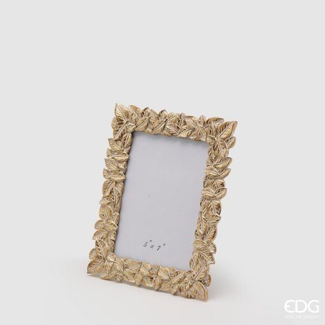 EDG Enzo De Gasperi Portafoto Natale Foglie-Mix 23 x 18 Cm Gold