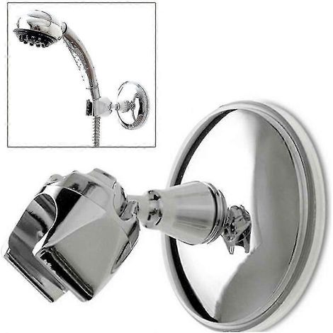 Support de douche à ventouse, fixation murale, ventouse pour douchette à main réglable, chromé, avec support de douche pivotant à 360° pour douchette à main (1/2)