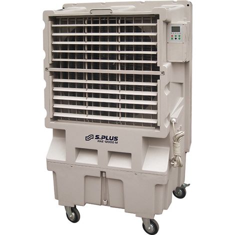 S Plus – Rafraîchisseur d'air industriel écologique 12 000 m³/h – Débit d'air 12 000 m³/h – 3 vitesses – Lampe UV antibactérienne – Pour espaces professionnels