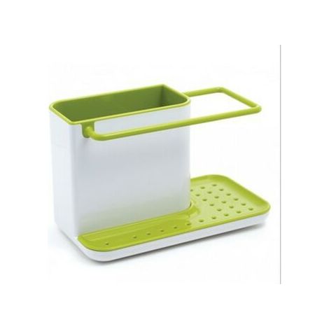 Boîte de rangement en plastique vert clair avec étagère, porte-ustensiles pour évier de cuisine, égouttoir en porcelaine, neuf (21 x 11,5 x 12 cm)-AquaForge (1/5)