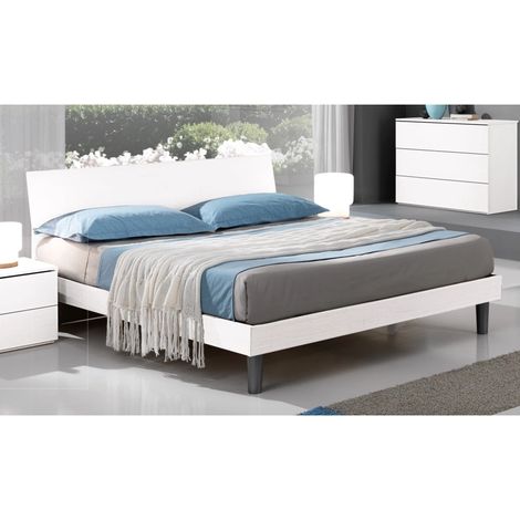 letto matrimoniale "giotto" bianco graffiato 170x193x87 cm (1/3)