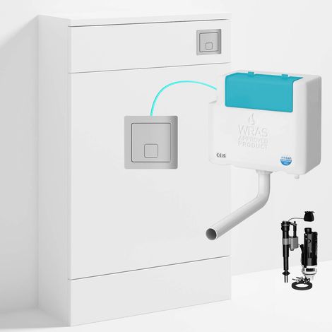 Gloss White 500 x 200mm Back to Wall WC Unit with Concealed Toilet Cistern Set - Bottom Entry (1/4)
