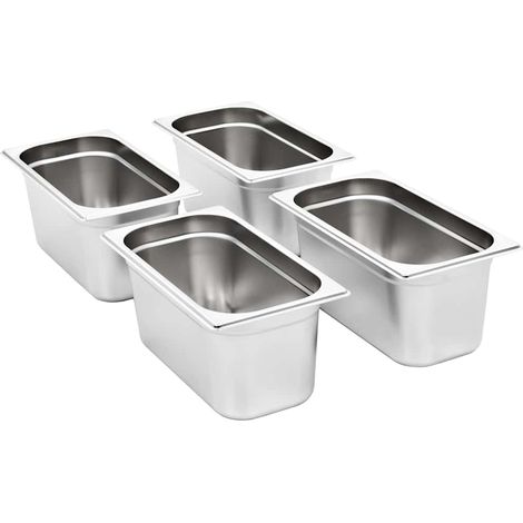 vidaXL Bandejas Gastronorm 4 unidades GN 1/3 150 mm acero inoxidable (1/2)