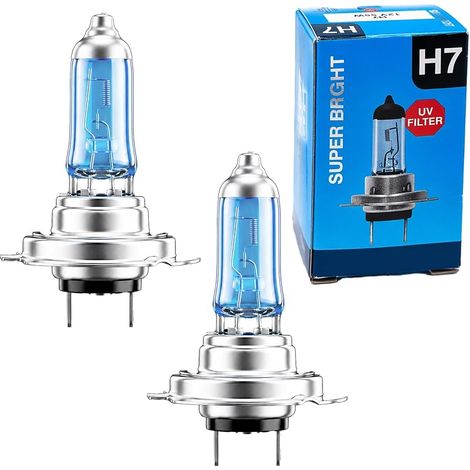H7 12V 55W Halogen-Xenon-Lampe, 2er-Pack, Ultraweiß  Autoscheinwerfer, für Abblend- und Fernlicht, +150 % heller, einfacher Standardaustausch, modernes weißes LED-Design (1/5)