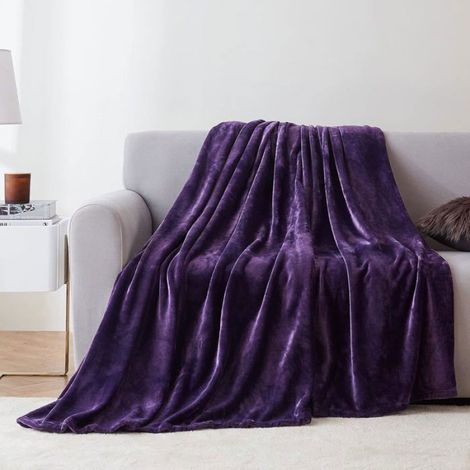Plaid Canape Couverture Polaire Violet 150x200, Couvre Lit 2 Personnes, Plaid Canapé Flanelle Doux et Chaud Femeo (1/5)