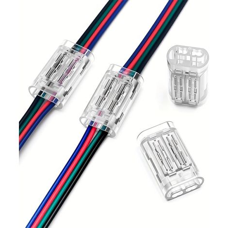 4-poliger Kabelverbinder – Lötfreier Schnellverbinder für 18–20 AWG (0,5–0,75 mm²), Mehradriger Draht-zu-Draht Verbinder, Transparentes PC-Gehäuse, für KFZ- und Industrieverkabelung, 10 Stück