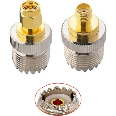 2 Pièces Adaptateur Coaxial RF SMA Mâle et Femelle vers UHF Femelle SO-239 (1/5)