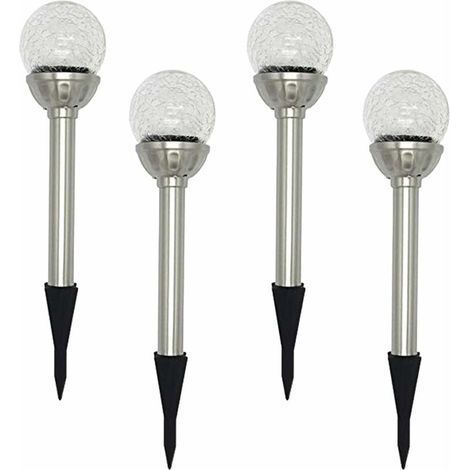 TAISHENGDA-Jardin Lampe Solaire Extérieur, Pack de 4 Lampes à Piquet Solaire à Globe LED RGB 8, Lampe à Boule de Verre Craquelée à Couleur Changeante, Temps de Travail de 6 à 10 Heures (1/5)