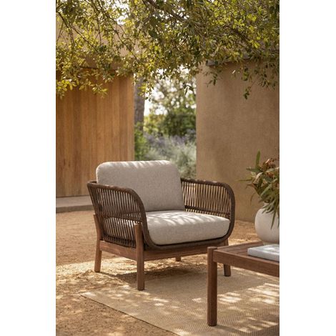 Sillón de jardín en madera de acacia y cuerda trenzada Karvia SKLUM (1/5)