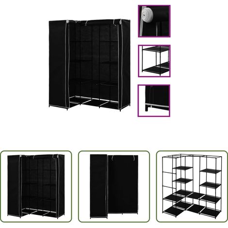 Rangement de vêtements - Garde-robe d'angle Noir 130x87x169 cm (1/5)