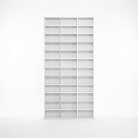 Weißes CD- und DVD-Regal aus MDF, verstellbarer Medienturm mit Wandbefestigung (1/5)