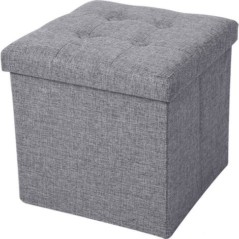 Pouf de Rangement Pliant Gris Boîte de Stockage Multifonctionnelle en Nylon et Panneau de Fibres Grande Capacité Anti-poussière pour Maison (1/5)
