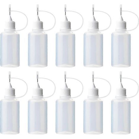 Lot de 10 flacons compte-gouttes multifonctions à embout aiguille pour colle liquide-9.7X3CM-Transparent (1/3)