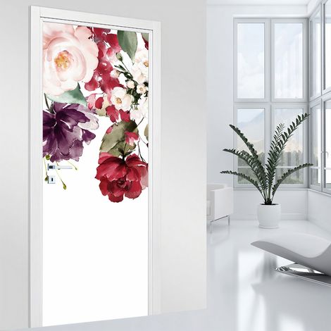 Stickers pour porte - Fleurs - 93 x 205 cm - Adhésif MAT (1/2)
