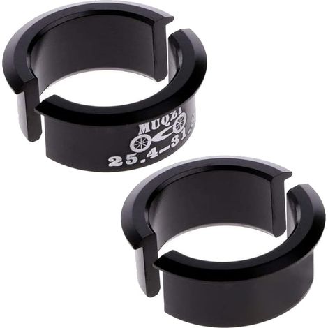 4pcs Vélo Guidon Cale Entretoise Réducteur de Tige en Alliage d'aluminium 25,4mm à 31,8mm Adaptateur de Cale de Guidon de Vélo pour Guidon de VTT, Noir Bicycle Handlebar Shim Adapter (1/5)