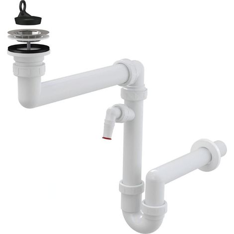 Siphon gain de place Alcadrain pour évier DN 40 avec raccord pour appareil (1/2)
