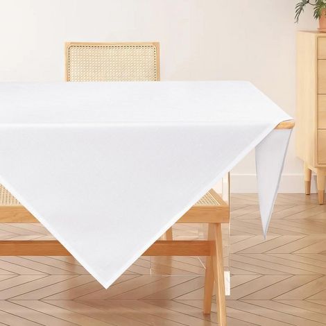Abwaschbare Tischdecke 80x80cm Leinen-Optik, wasserabweisend, kratzfest, weiß