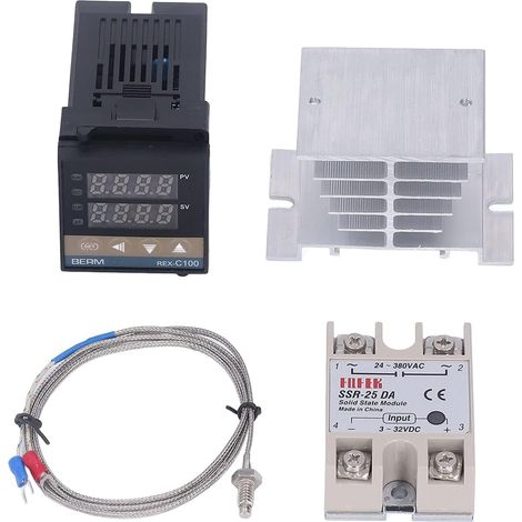 Régulateur de température numérique Kit de contrôleurs de température PID 0‑400℃ Thermostat numérique Intelligent Rex C100 40A (1/5)