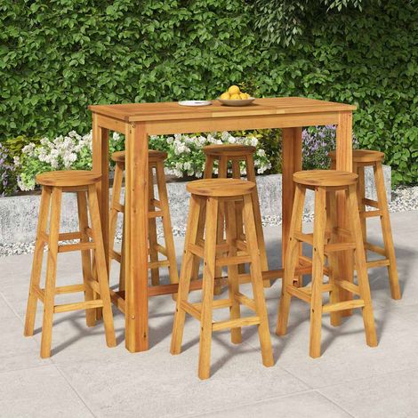 Ensemble Table et Chaise de Jardin 7 pcs - Ensemble Table à manger + 6 chaises Bois d'acacia solide BV674201 - BonneVie (1/5)