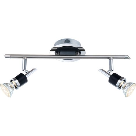 Deckenlampe schwarz Schlafzimmerlampe modern Deckenstrahler 2-flammig GU10 LED, Metall, LED 48W 2300lm 3000K, LxBxH 38x11x16 cm