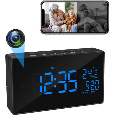 Mini Camera Cachée WiFi 5G Réveil, Micro Caméra Espion sans Fil HD 1080P, Caméra de Surveillance a Distance Discrete Enregistreur Nocturne Détection de Mouvement (1/5)