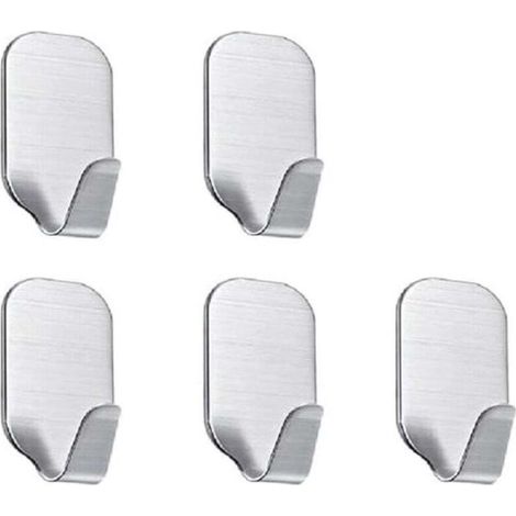 Petits crochets autocollants en acier inoxydable pour suspendre des objets, paquet de 5 (1/4)
