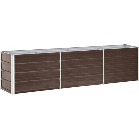 Garden Raised Bed Galvanised Steel 240x40x45 cm Brown vidaXL